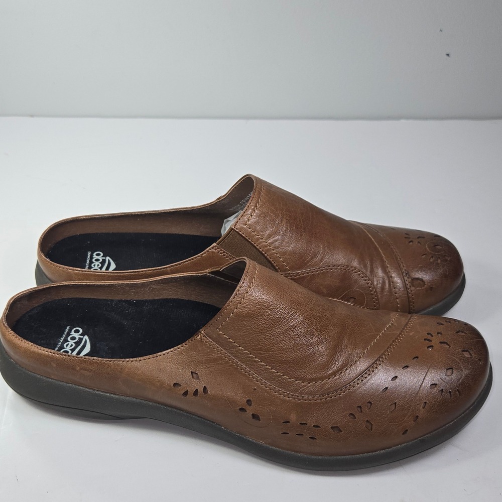 Abeo Edith PEW1062 Brown Leather Perforated Comfort Mules Clogs Womens 11 - Picture 9 of 12